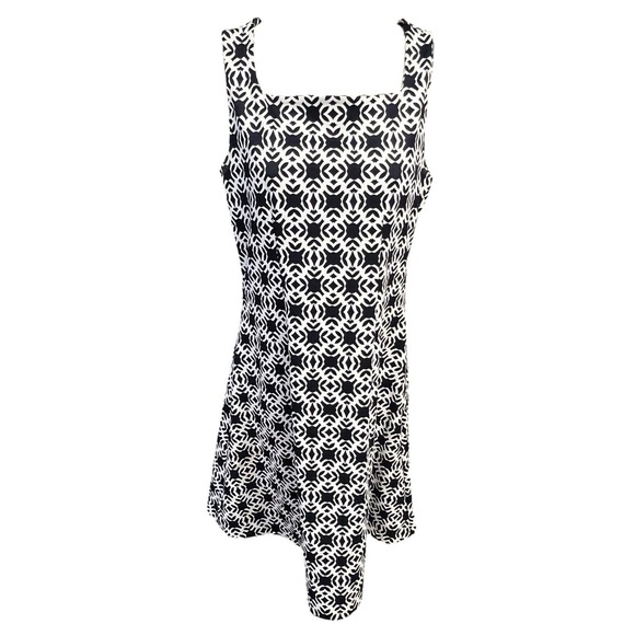 The Limited Dress 2 Dark Blue White Sleeveless Stretch‎ Square Neck Modern Chic - Picture 2 of 12